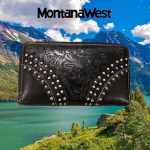 Montana West Studded Black Leather Wallet Western Rodeo Coastal Cowgirl NWOT
